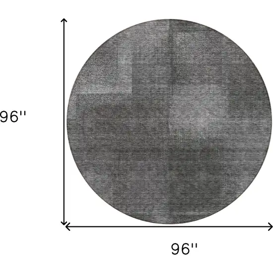 8' Gray Charcoal And Ivory Round Abstract Washable Indoor Outdoor Area Rug Photo 8