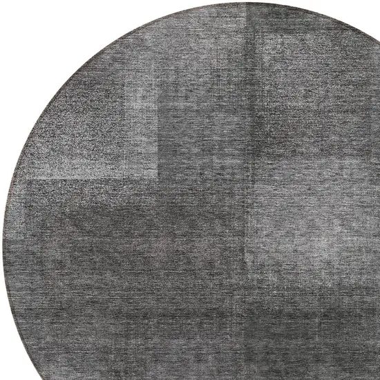 8' Gray Charcoal And Ivory Round Abstract Washable Indoor Outdoor Area Rug Photo 4