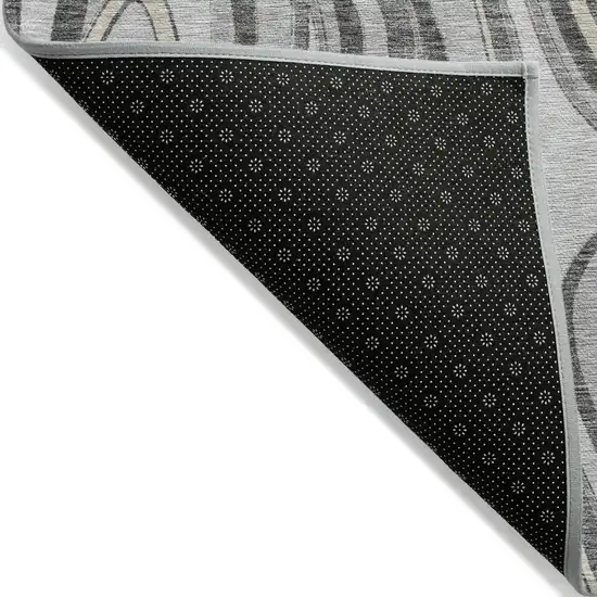 8' Gray Charcoal And Ivory Round Abstract Washable Indoor Outdoor Area Rug Photo 2