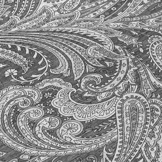 8' Gray Charcoal And Ivory Round Paisley Washable Indoor Outdoor Area Rug Photo 8