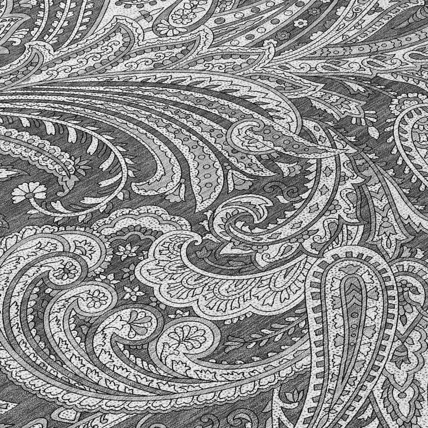 8' Gray Charcoal And Ivory Round Paisley Washable Indoor Outdoor Area Rug Photo 8