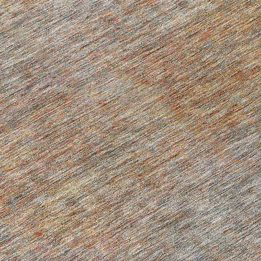 8' Gray Charcoal And Orange Round Abstract Washable Indoor Outdoor Area Rug Photo 8