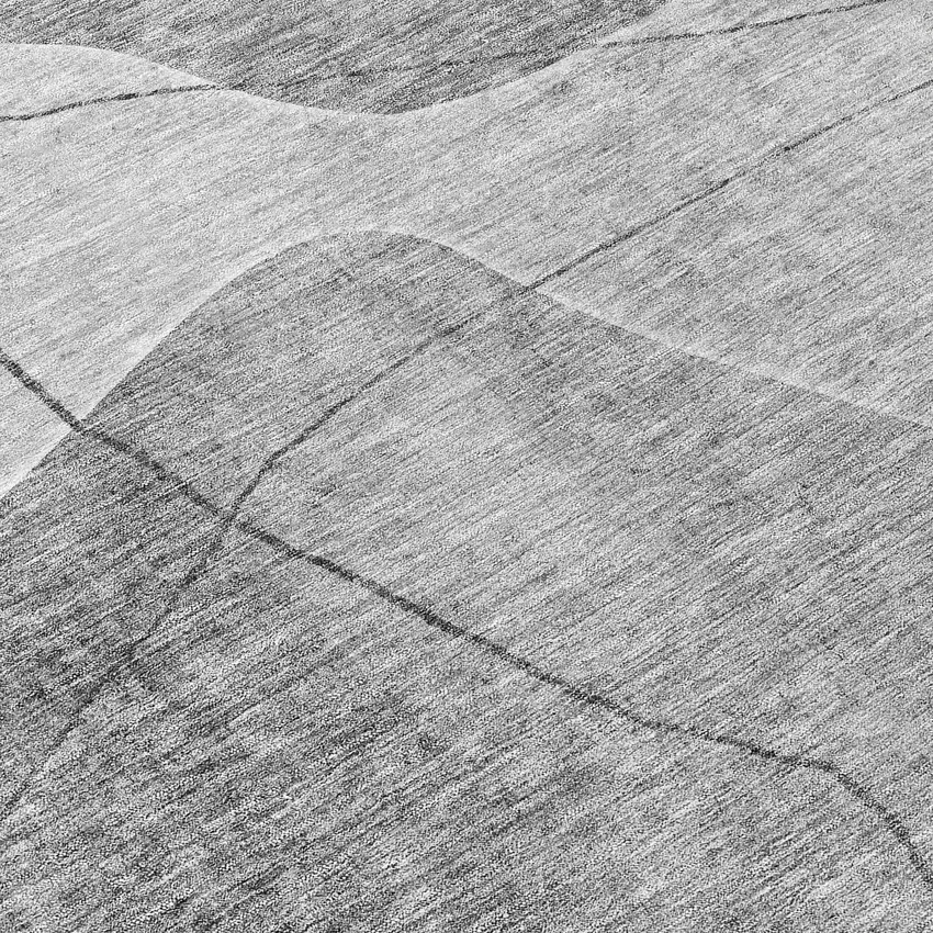 8' Gray Charcoal And Silver Round Abstract Washable Indoor Outdoor Area Rug Photo 8