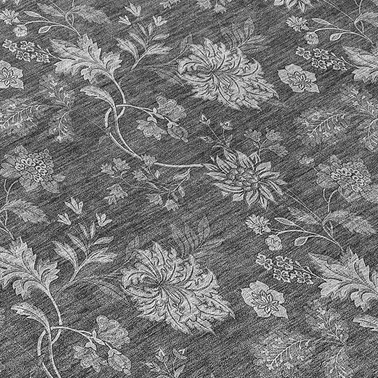 8' Gray Charcoal And Silver Round Floral Washable Indoor Outdoor Area Rug Photo 8