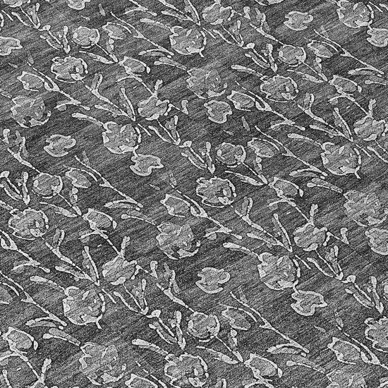 8' Gray Charcoal And Silver Round Floral Washable Indoor Outdoor Area Rug Photo 8
