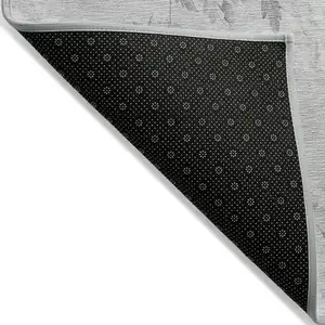 Photo of 8' Gray Charcoal And Silver Round Floral Washable Indoor Outdoor Area Rug