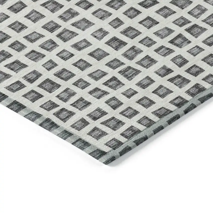 8' Gray Charcoal And Silver Round Geometric Washable Indoor Outdoor Area Rug Photo 3