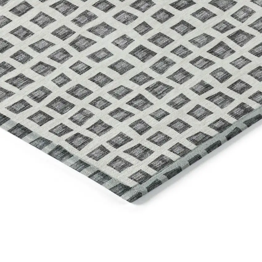 8' Gray Charcoal And Silver Round Geometric Washable Indoor Outdoor Area Rug Photo 3