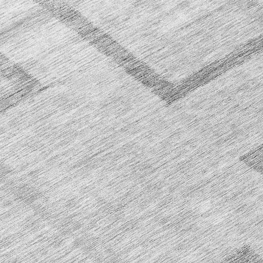 8' Gray Charcoal And Silver Round Geometric Washable Indoor Outdoor Area Rug Photo 7