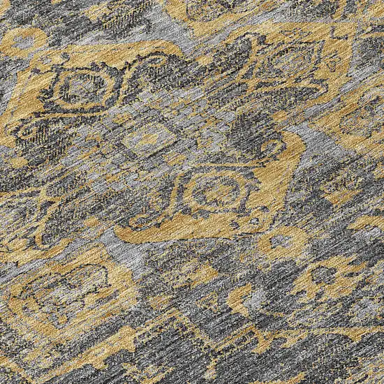 8' Gray Charcoal And Silver Round Oriental Washable Indoor Outdoor Area Rug Photo 8