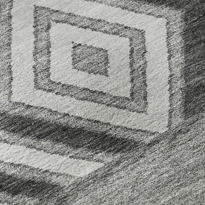 8' Gray Charcoal And Silver Southwestern Washable Round Rug With UV Protection Photo 8