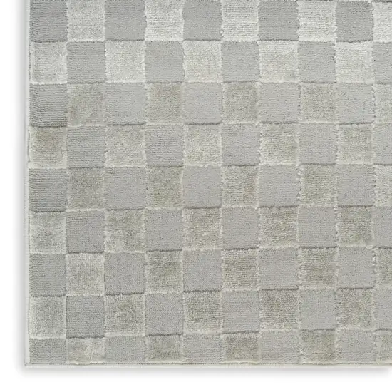 8' Gray Checkered Runner Rug Photo 9