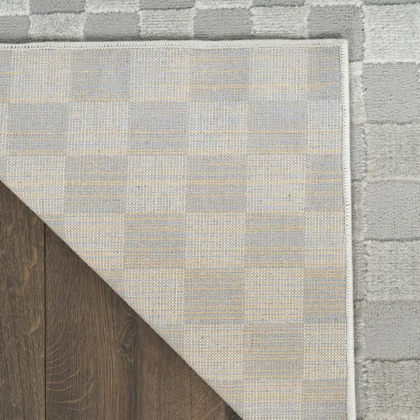8' Gray Checkered Runner Rug Photo 7