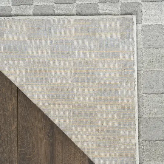 8' Gray Checkered Runner Rug Photo 7