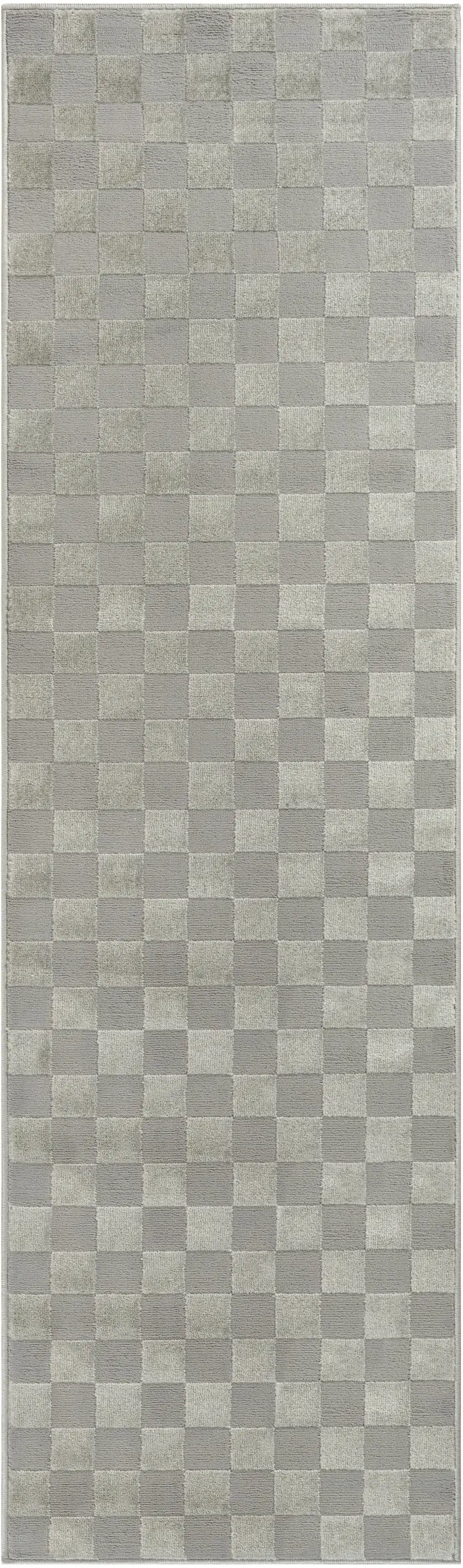 8' Gray Checkered Runner Rug Photo 4