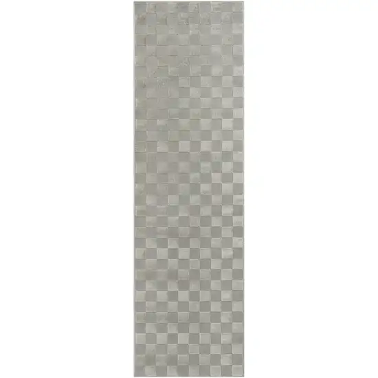 8' Gray Checkered Runner Rug Photo 4