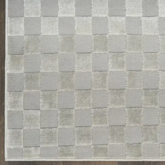 8' Gray Checkered Runner Rug Photo 6