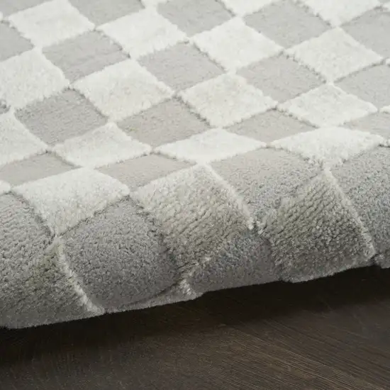 8' Gray Checkered Runner Rug Photo 8
