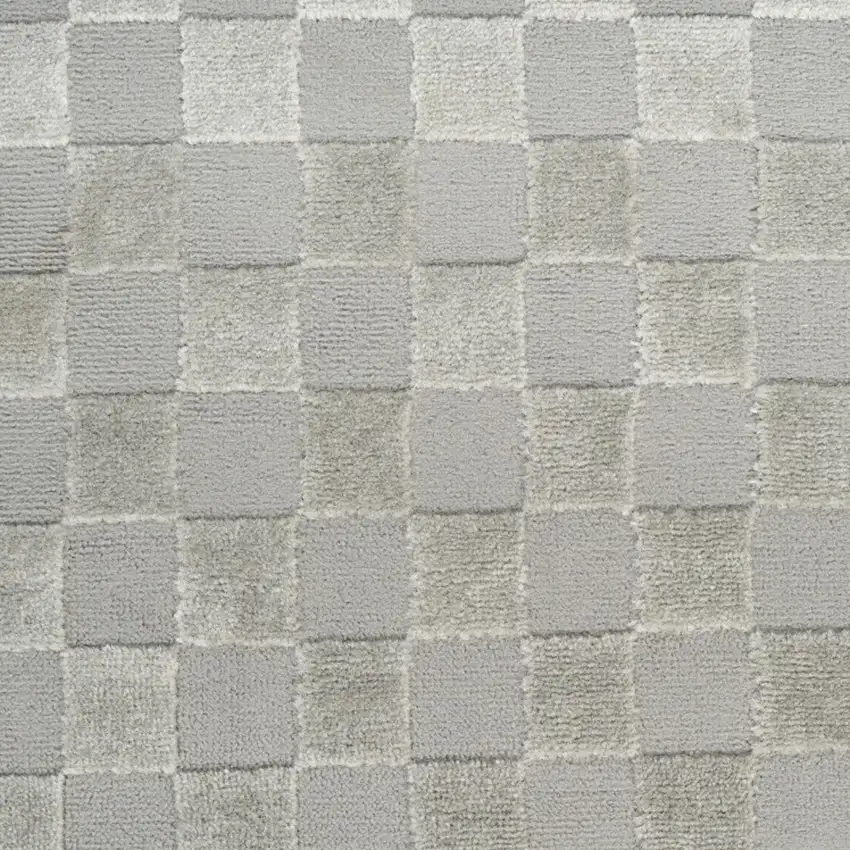8' Gray Checkered Runner Rug Photo 5
