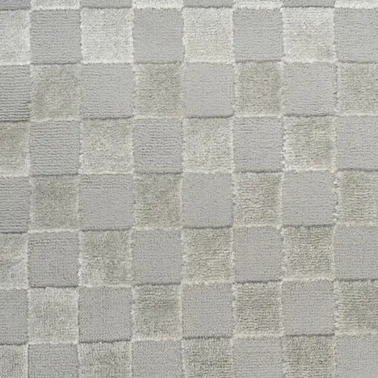 8' Gray Checkered Runner Rug Photo 5