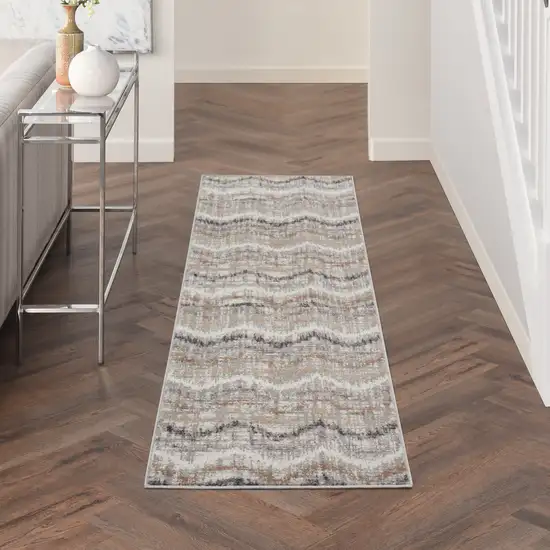 8' Gray Chevron Runner Rug Photo 5