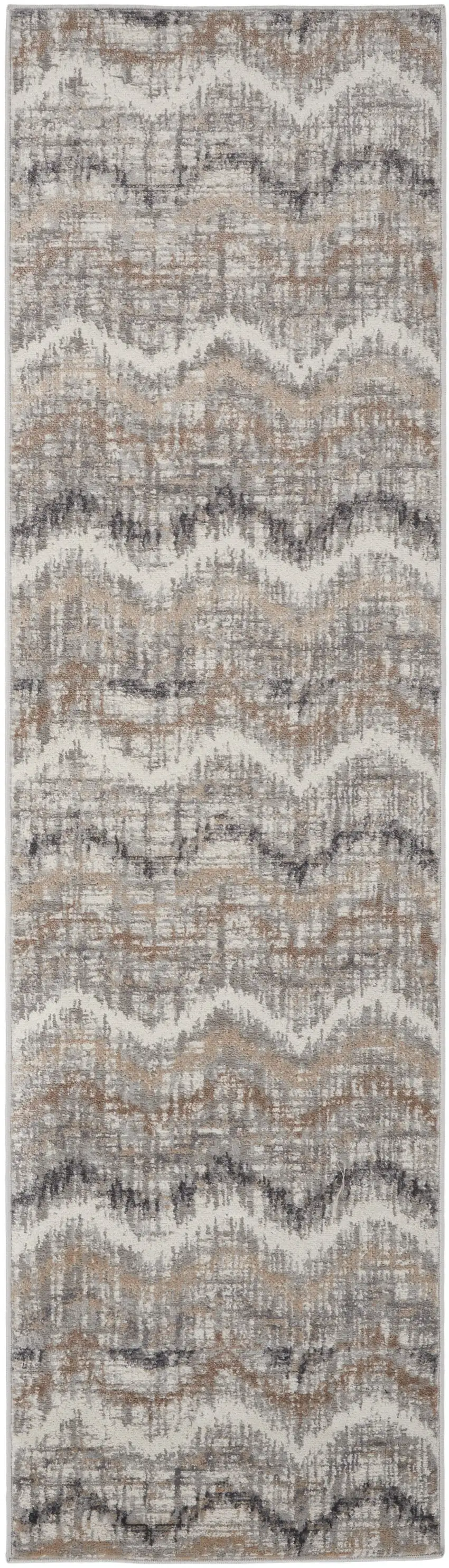 8' Gray Chevron Runner Rug Photo 6