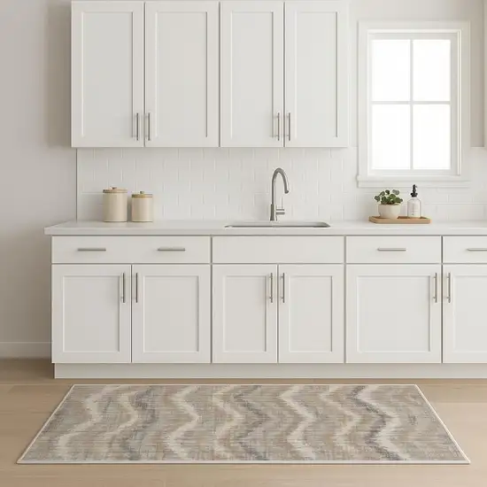 8' Gray Chevron Runner Rug Photo 1