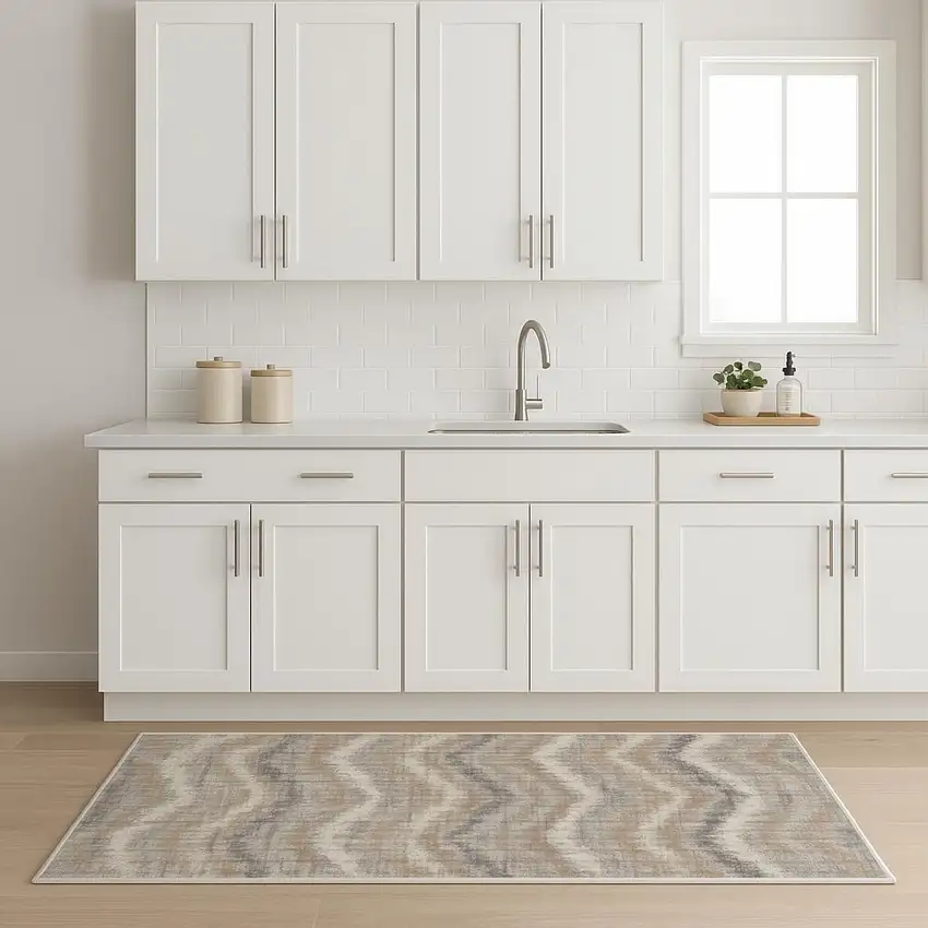 8' Gray Chevron Runner Rug Photo 1