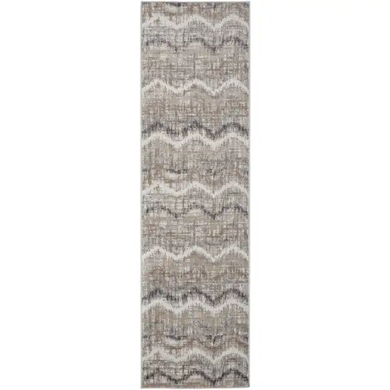8' Gray Chevron Runner Rug Photo 7