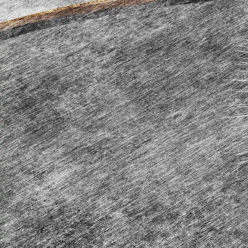 8' Gray Chocolate And Silver Round Abstract Washable Indoor Outdoor Area Rug Photo 9