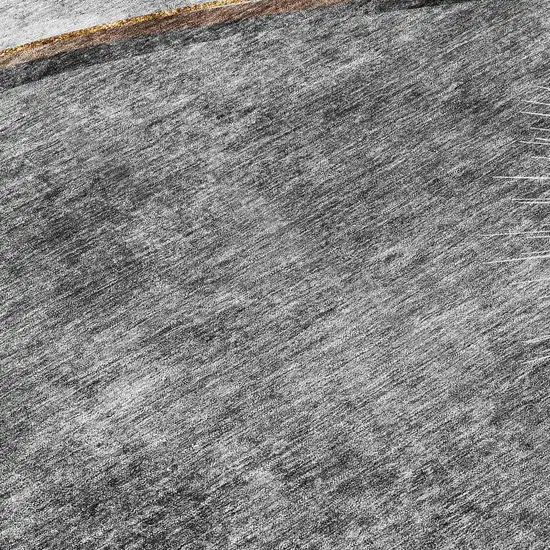 8' Gray Chocolate And Silver Round Abstract Washable Indoor Outdoor Area Rug Photo 9