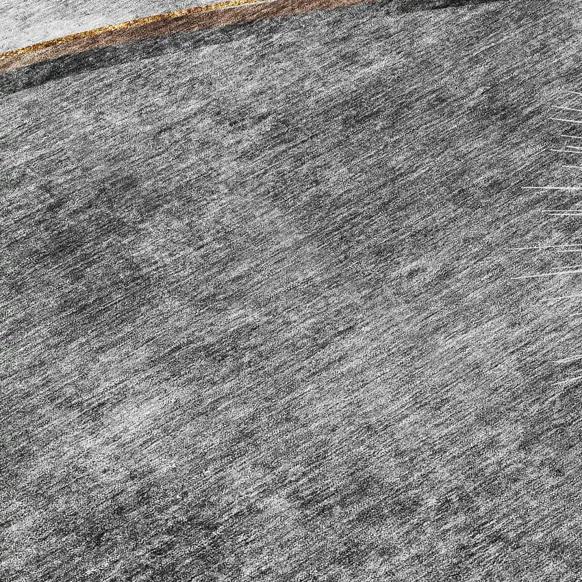 8' Gray Chocolate And Silver Round Abstract Washable Indoor Outdoor Area Rug Photo 9