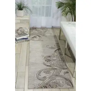 Photo of 8' Gray Damask Runner Rug
