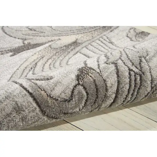 8' Gray Damask Runner Rug Photo 3