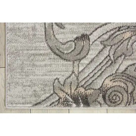 8' Gray Damask Runner Rug Photo 2