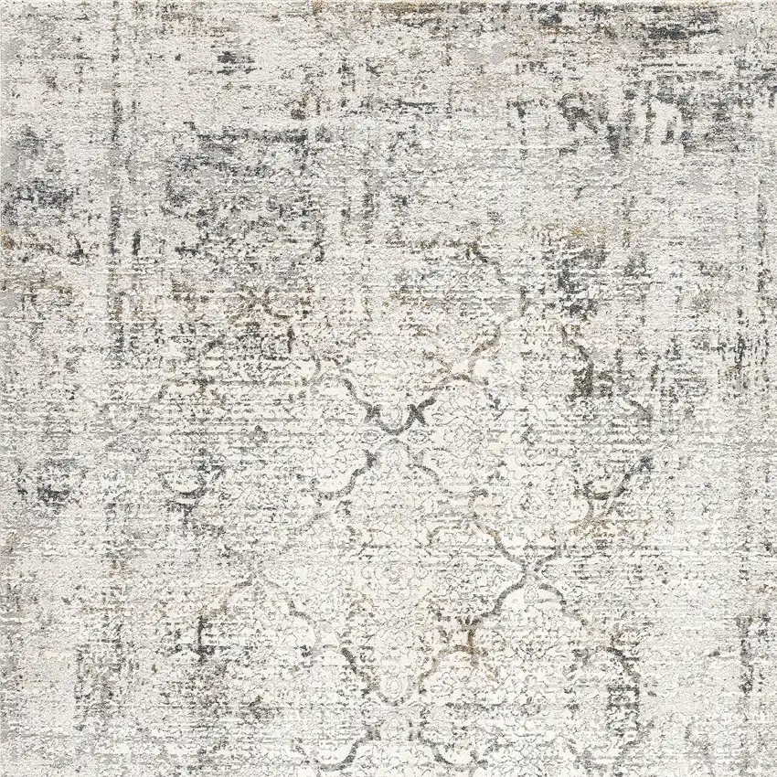 8' Gray Damask Washable Non Skid Area Rug Photo 4