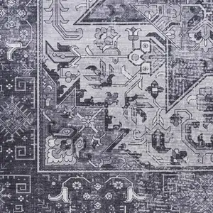 Photo of 10' Gray Floral Distressed Runner Rug