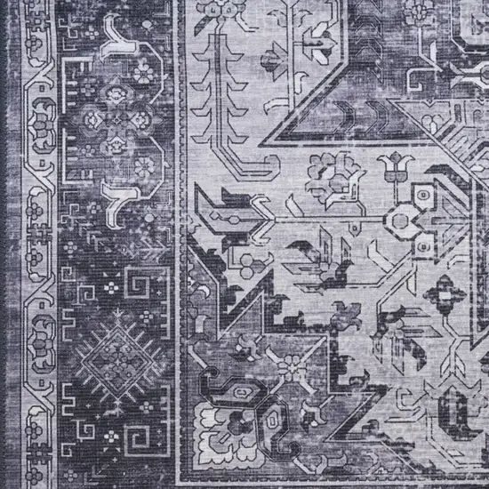 10' Gray Floral Distressed Runner Rug Photo 9