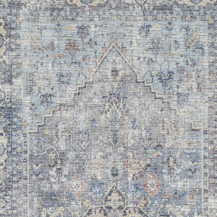 10' Gray Floral Power Loom Distressed Washable Runner Rug Photo 1