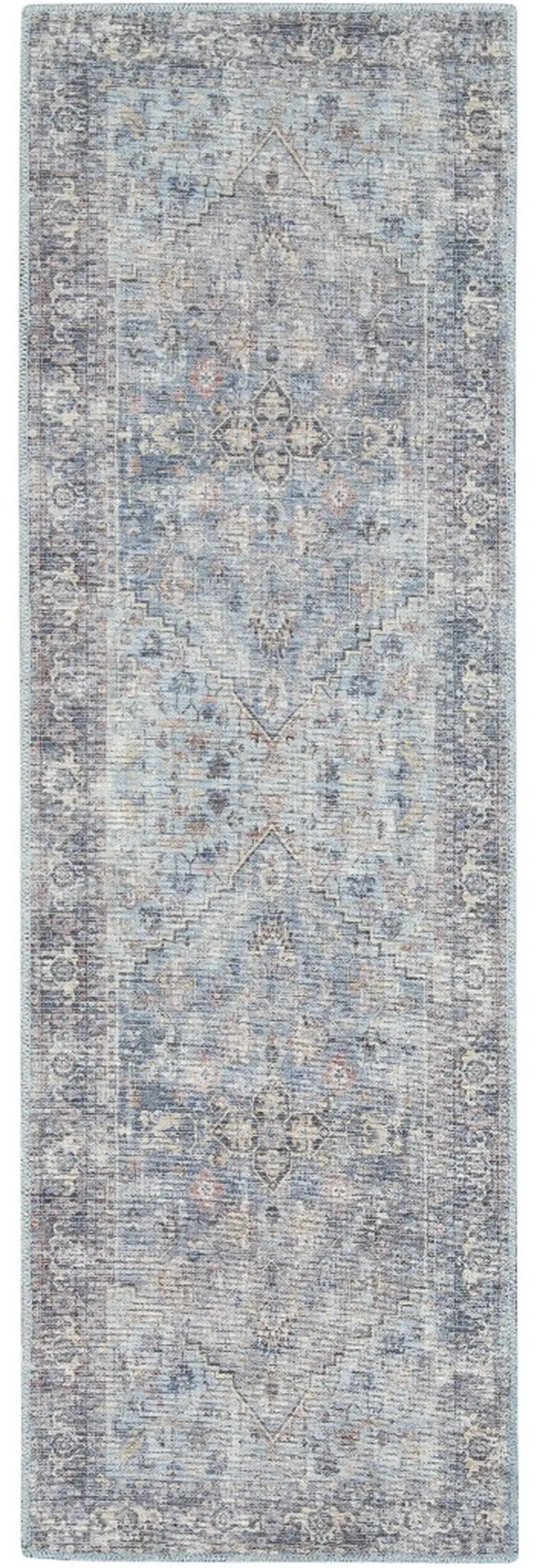 10' Gray Floral Power Loom Distressed Washable Runner Rug Photo 2