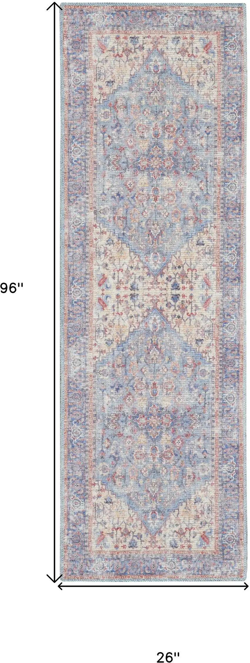 8' Gray Floral Power Loom Distressed Washable Runner Rug Photo 9