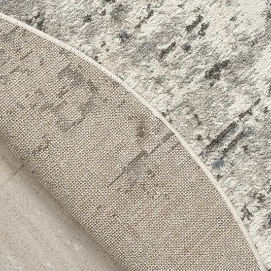 4' Gray Floral Power Loom Round Rug Photo 8