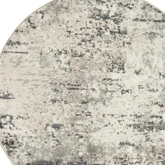 4' Gray Floral Power Loom Round Rug Photo 4