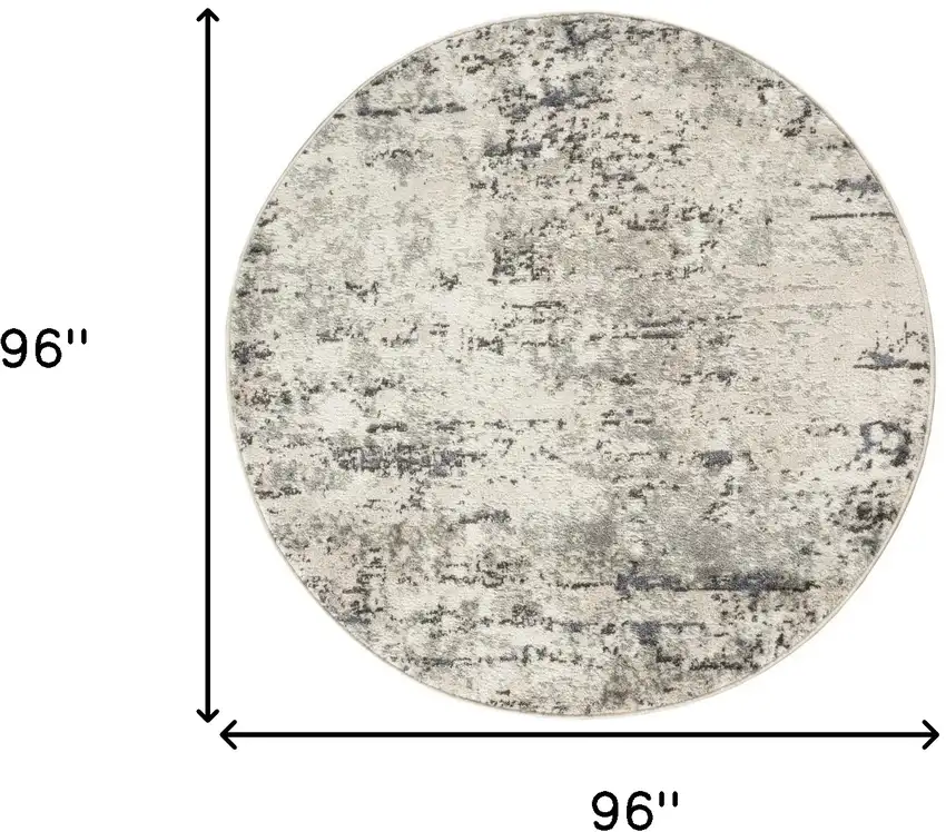 8' Gray Floral Power Loom Round Rug Photo 3