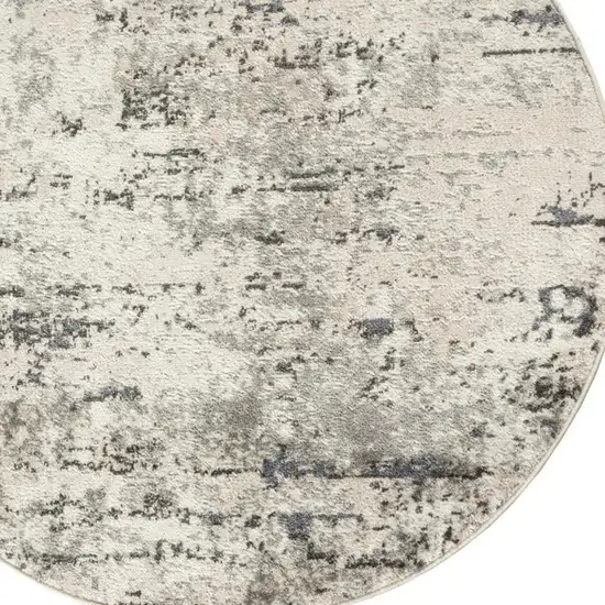 8' Gray Floral Power Loom Round Rug Photo 3