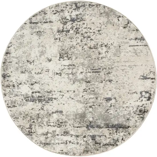8' Gray Floral Power Loom Round Rug Photo 4