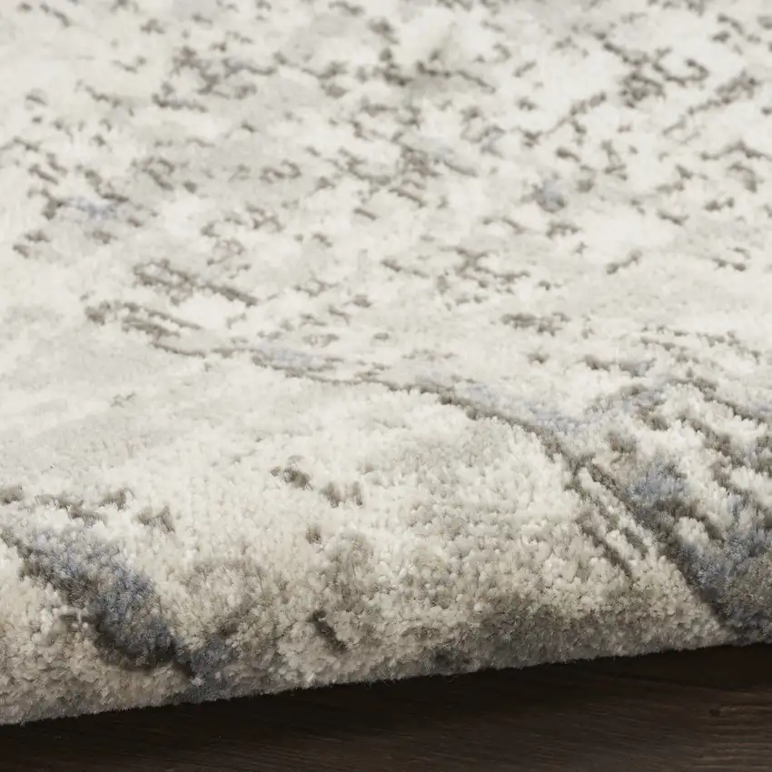 8' Gray Floral Power Loom Round Rug Photo 9
