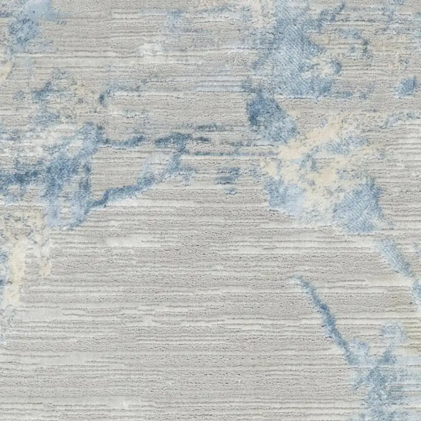 7' Gray Floral Power Loom Runner Rug Photo 4