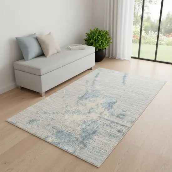 7' Gray Floral Power Loom Runner Rug Photo 1