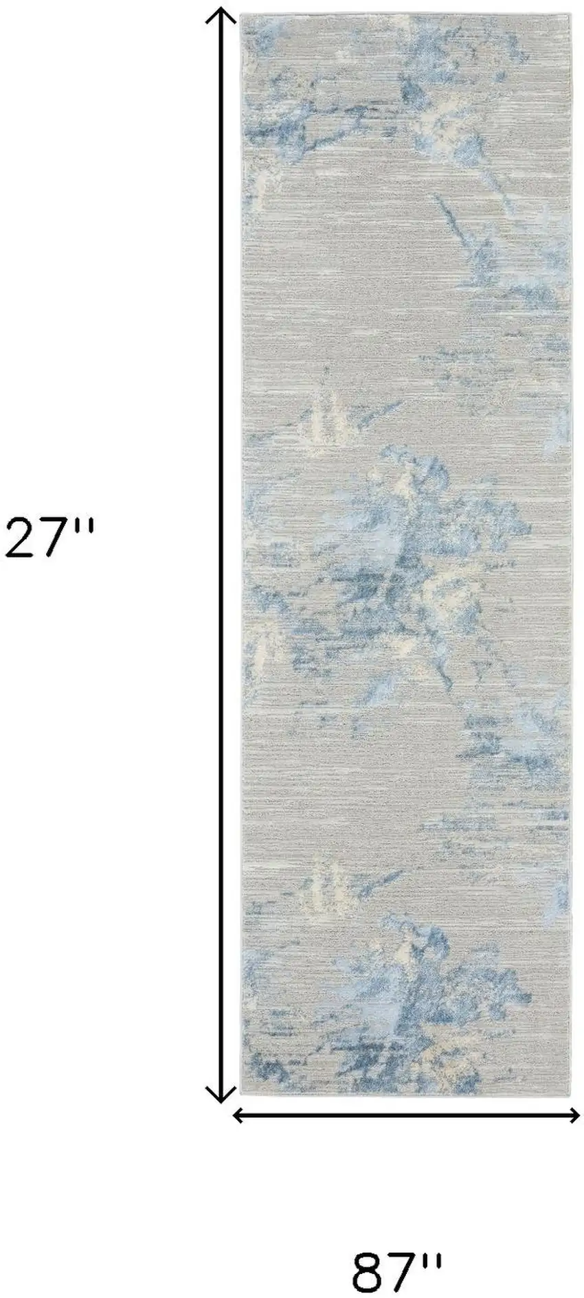 7' Gray Floral Power Loom Runner Rug Photo 3